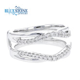 14kt White Gold Ring Guard Wedding Band- Size 7